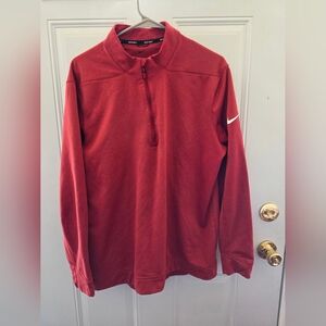 Nike Red 1/4 Zip Pullover with White Swoosh